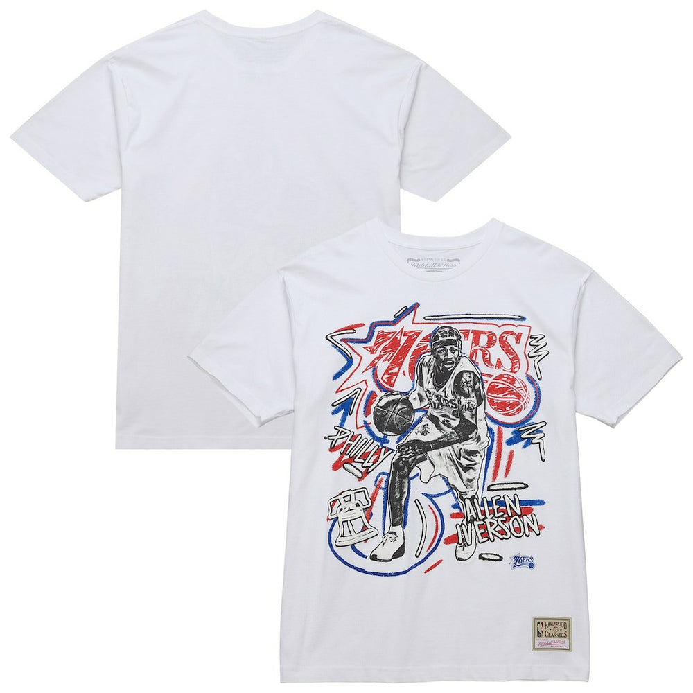 Allen Iverson Philadelphia 76ers Hardwood Classics Chalked Up T-Shirt White - NBA