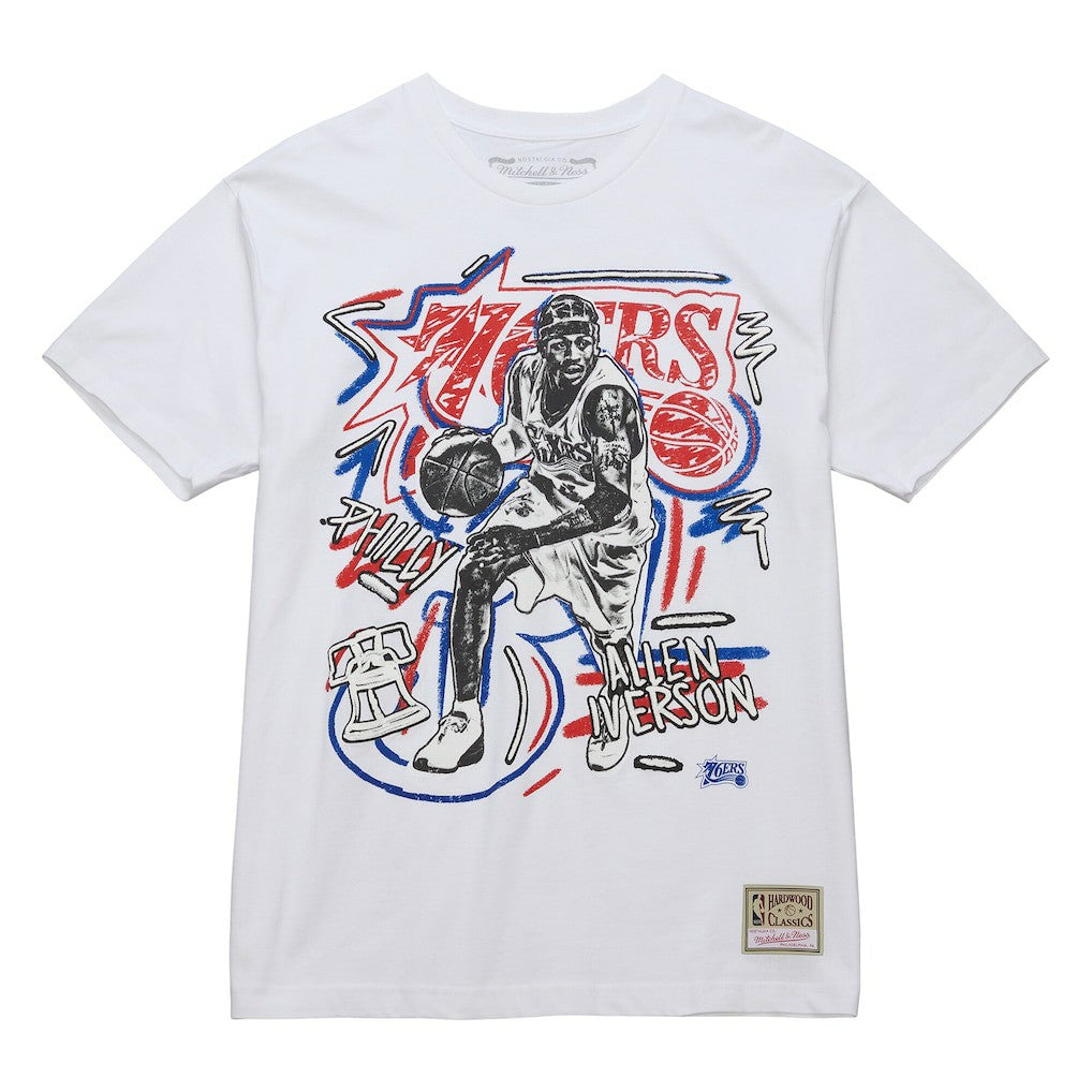Allen Iverson Philadelphia 76ers Hardwood Classics Chalked Up T-Shirt White - NBA