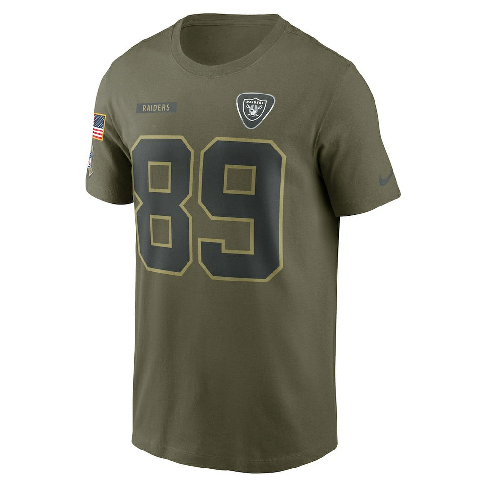 Brock Bowers Las Vegas Raiders 2025 Salute to Service Name & Number T-Shirt Olive | Nike for Sale