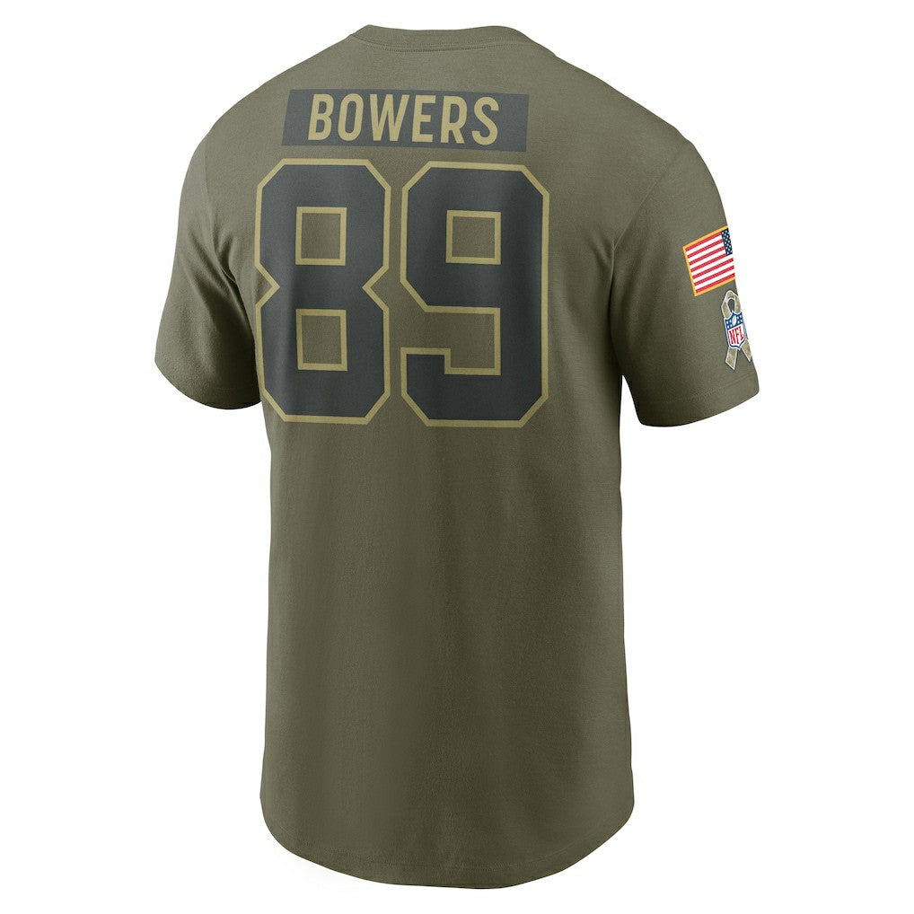 Brock Bowers Las Vegas Raiders 2025 Salute to Service Name & Number T-Shirt Olive | Nike for Sale