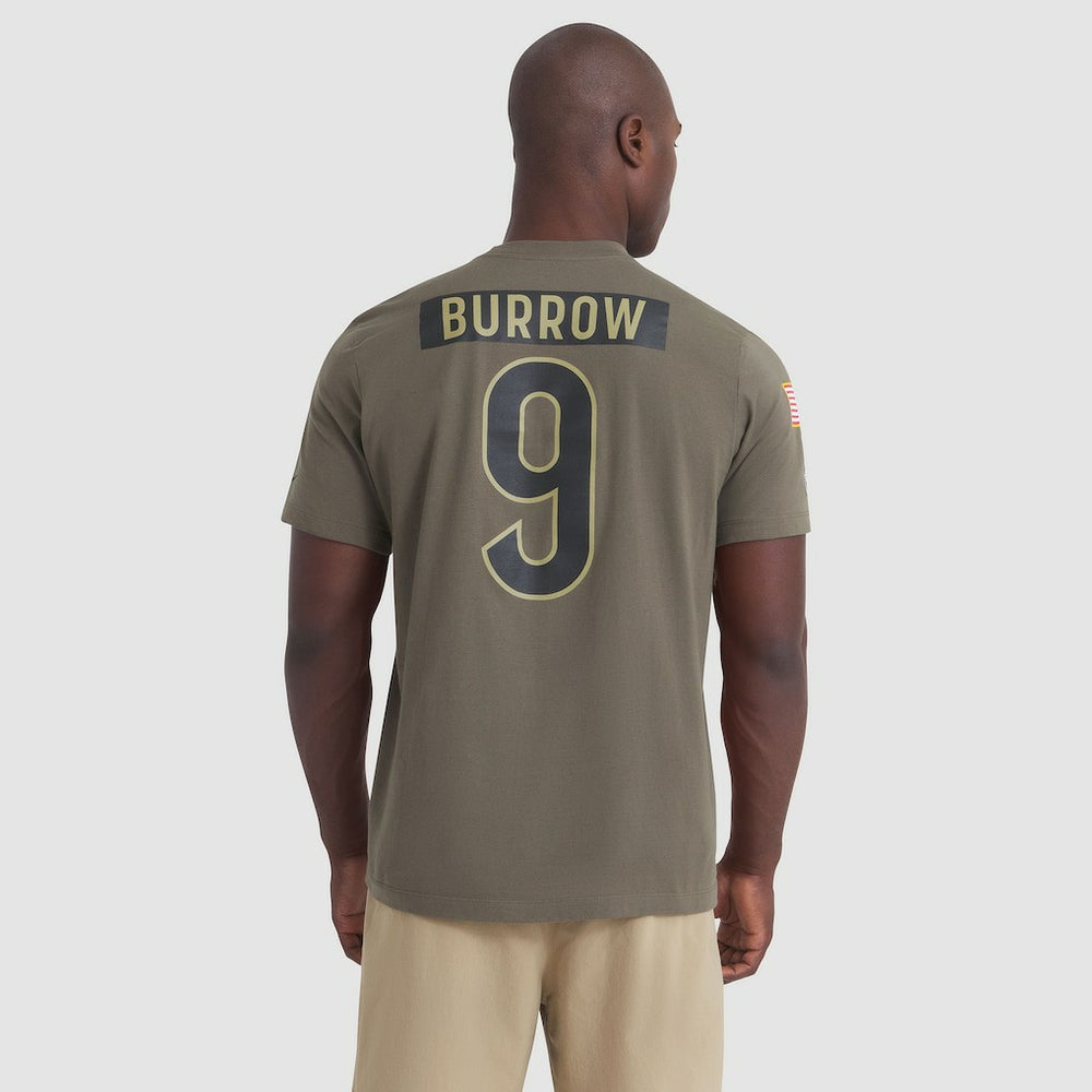 Joe Burrow Cincinnati Bengals 2025 Salute to Service Name & Number T-Shirt Olive | Nike for Sale