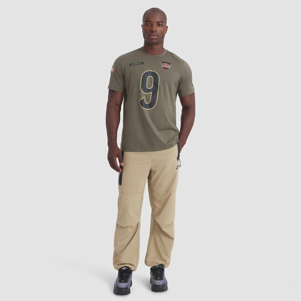 Joe Burrow Cincinnati Bengals 2025 Salute to Service Name & Number T-Shirt Olive | Nike for Sale