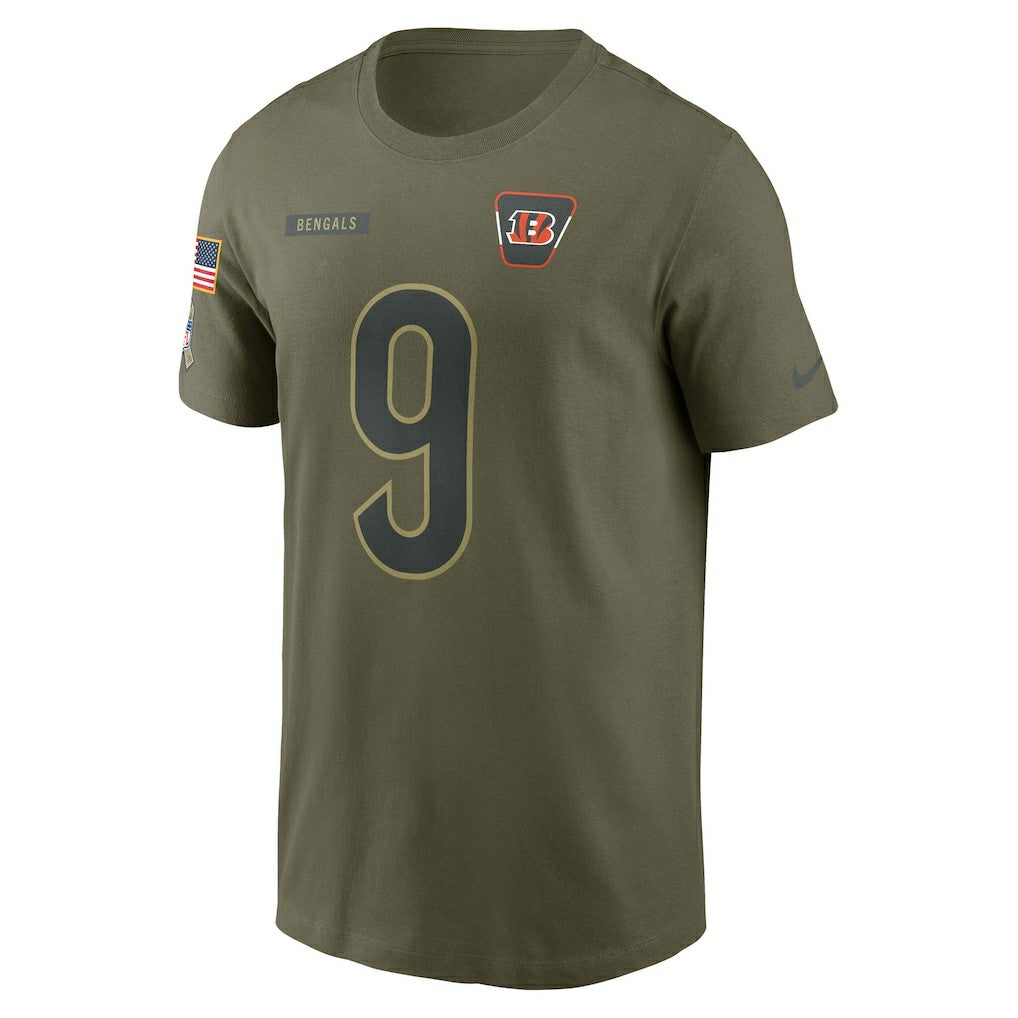 Joe Burrow Cincinnati Bengals 2025 Salute to Service Name & Number T-Shirt Olive | Nike for Sale