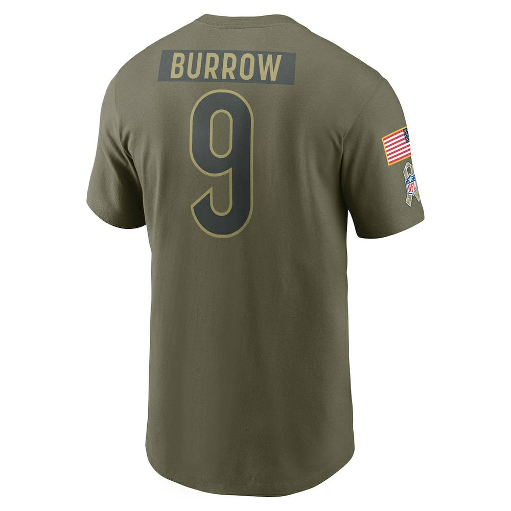 Joe Burrow Cincinnati Bengals 2025 Salute to Service Name & Number T-Shirt Olive | Nike for Sale