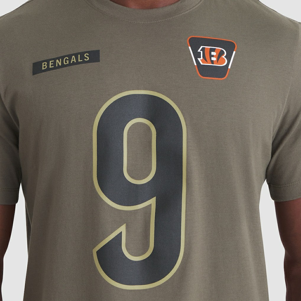 Joe Burrow Cincinnati Bengals 2025 Salute to Service Name & Number T-Shirt Olive | Nike for Sale