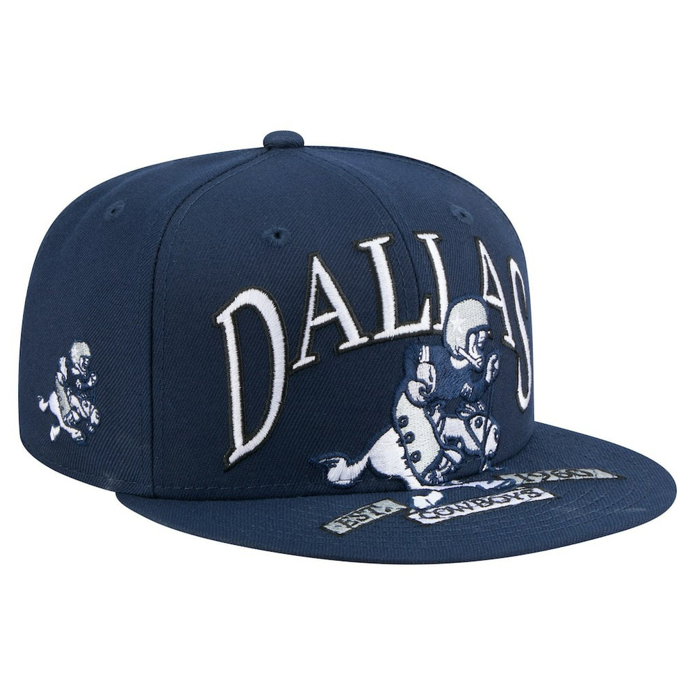 Dallas Cowboys New Era Throwback Oversized 59FIFTY Fitted Hat Navy | NFL