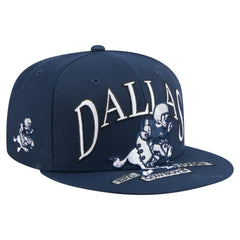 Dallas Cowboys New Era Throwback Oversized 59FIFTY Fitted Hat Navy | NFL