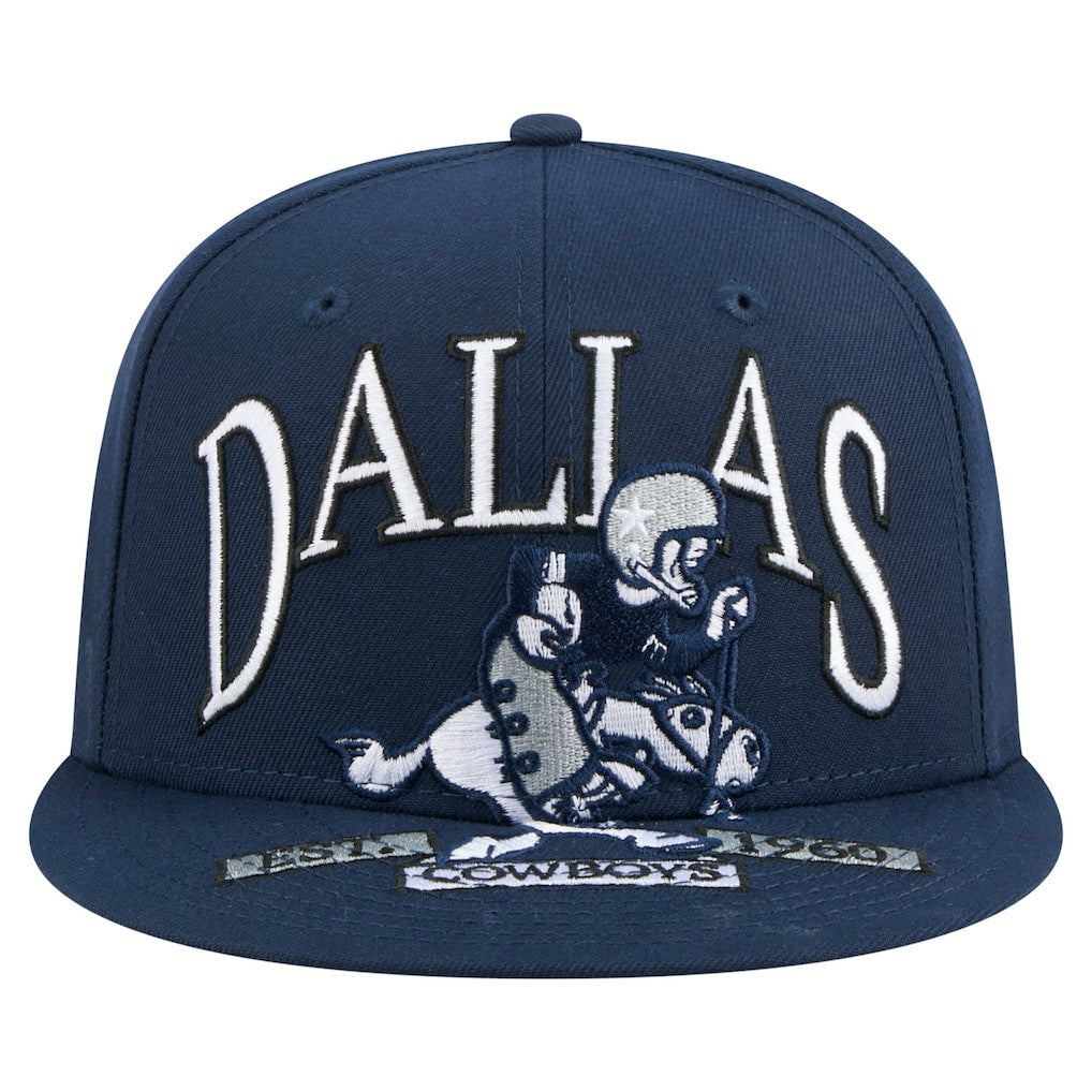 Dallas Cowboys New Era Throwback Oversized 59FIFTY Fitted Hat Navy | NFL