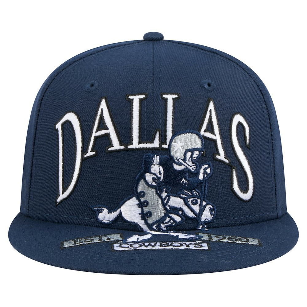 Dallas Cowboys New Era Throwback Oversized 59FIFTY Fitted Hat Navy | NFL