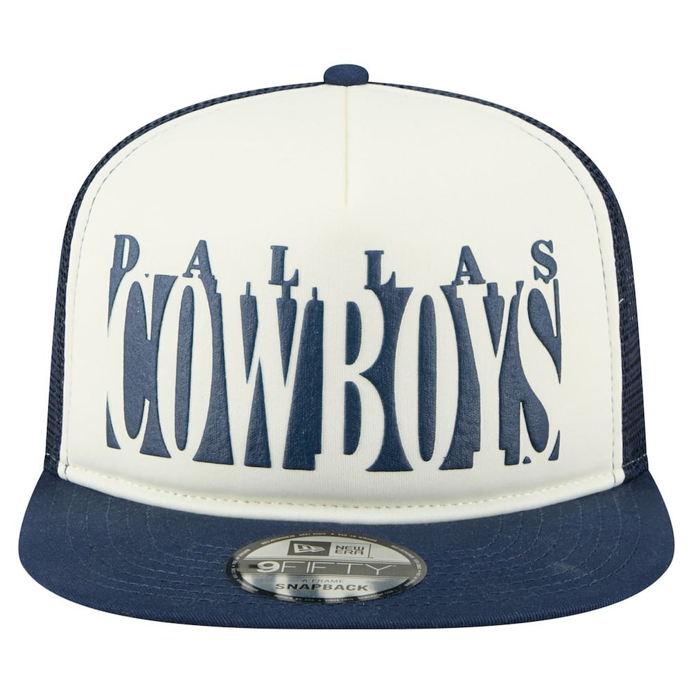 Dallas Cowboys New Era Cutout A-Frame 9FIFTY Snapback Hat Cream/Navy | NFL