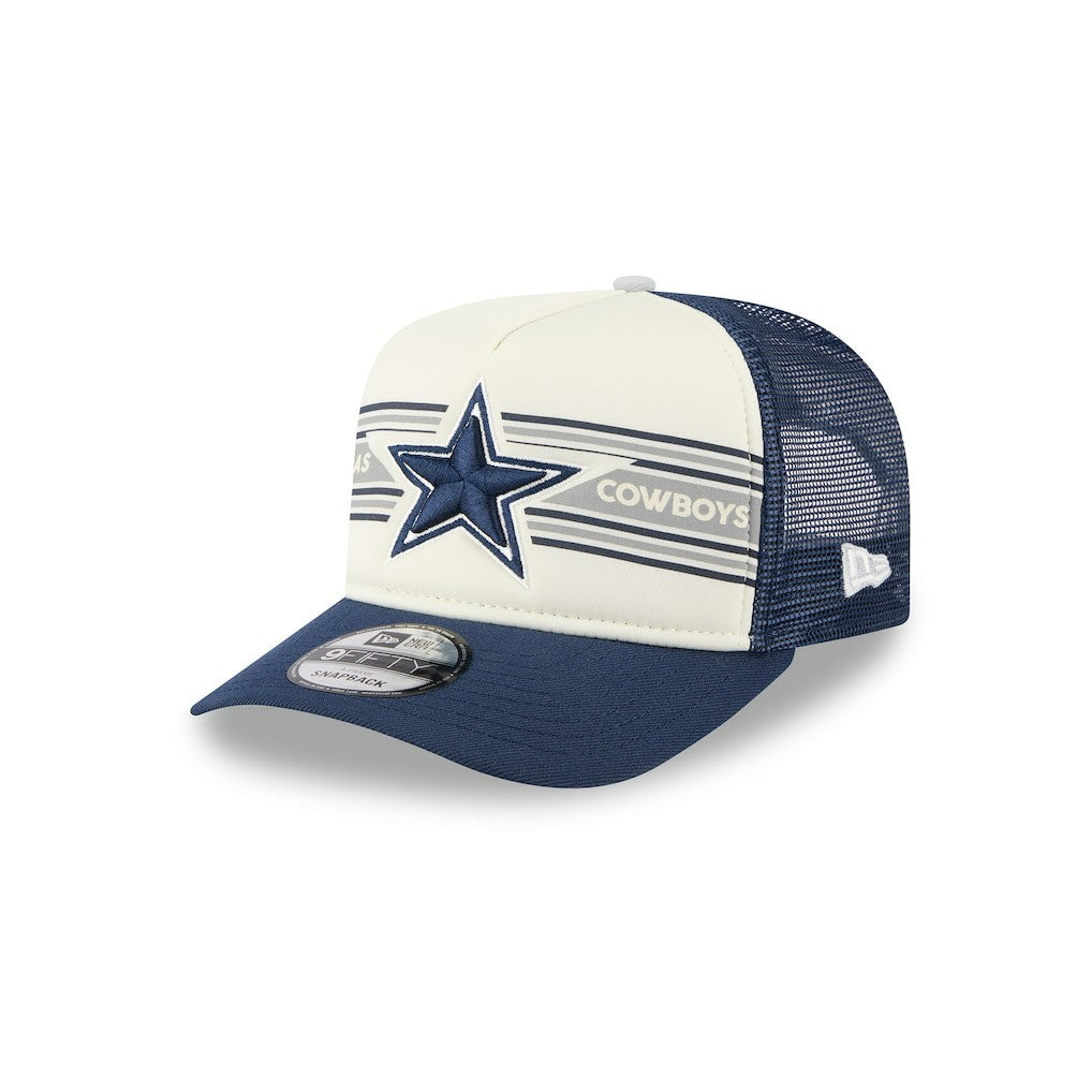 Dallas Cowboys New Era Banner A-Frame 9FIFTY Snapback Hat Cream/Navy | NFL