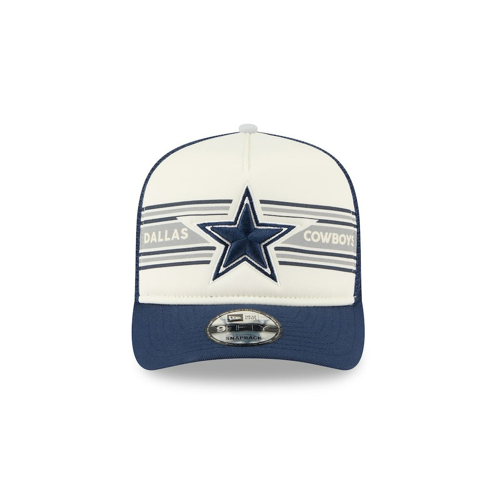 Dallas Cowboys New Era Banner A-Frame 9FIFTY Snapback Hat Cream/Navy | NFL