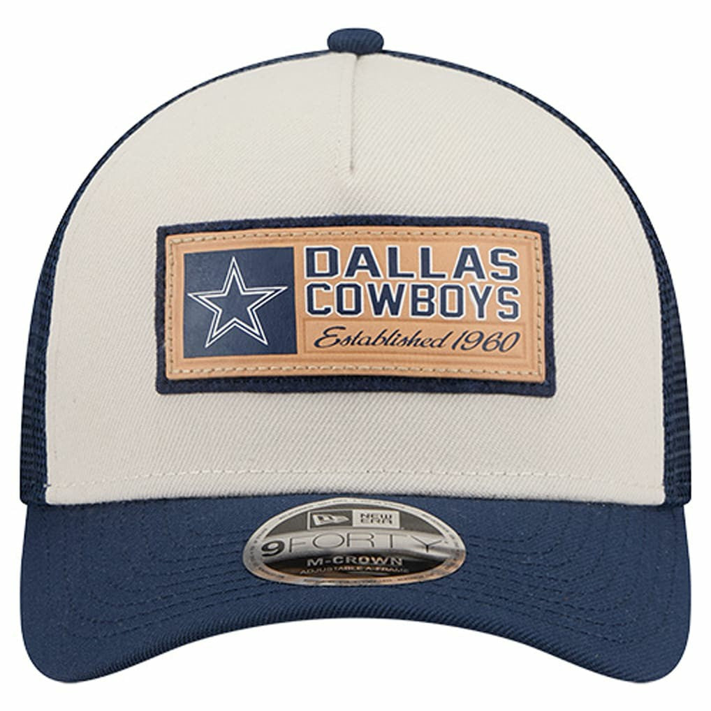 Dallas Cowboys New Era Two-Tone Text 9FORTY M-Crown Adjustable Hat Stone/Navy | NFL