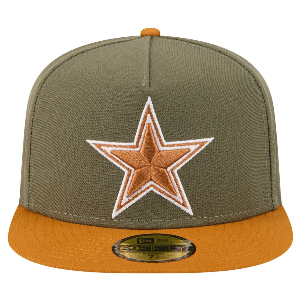Dallas Cowboys New Era 2-Tone Color Pack A-Frame 59FIFTY Fitted Hat Olive/Brown | NFL