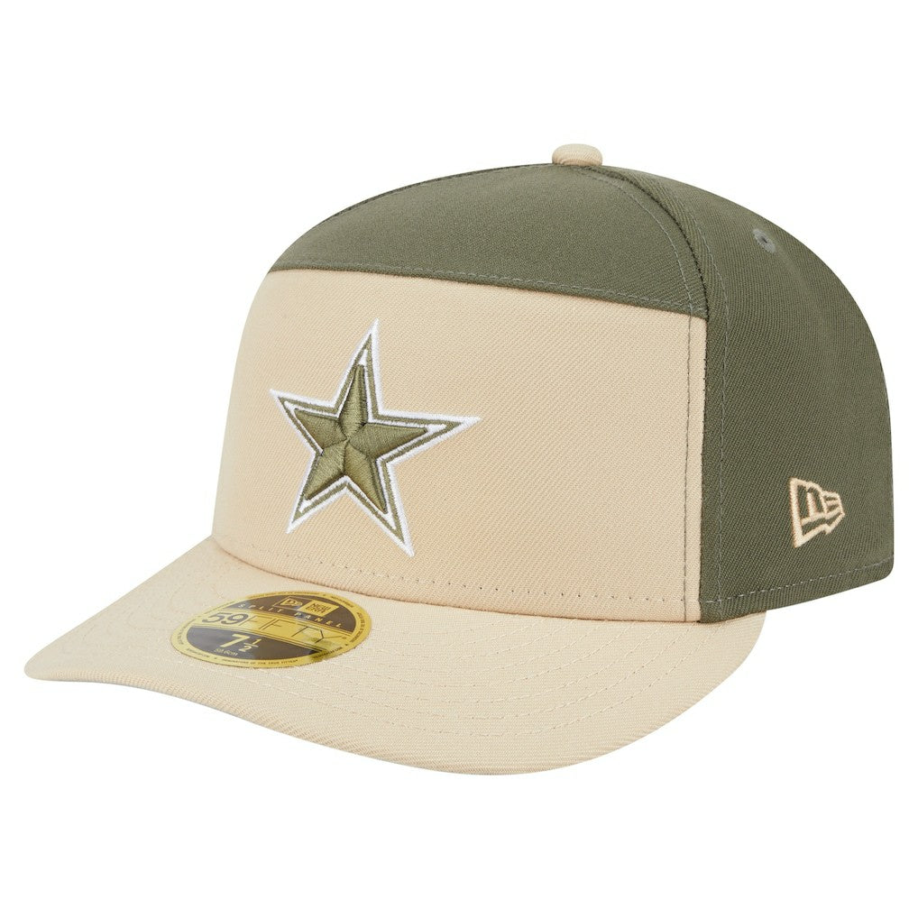 Dallas Cowboys New Era 2-Tone Color Pack Split Panel 59FIFTY Fitted Hat Light Beige/Olive | NFL