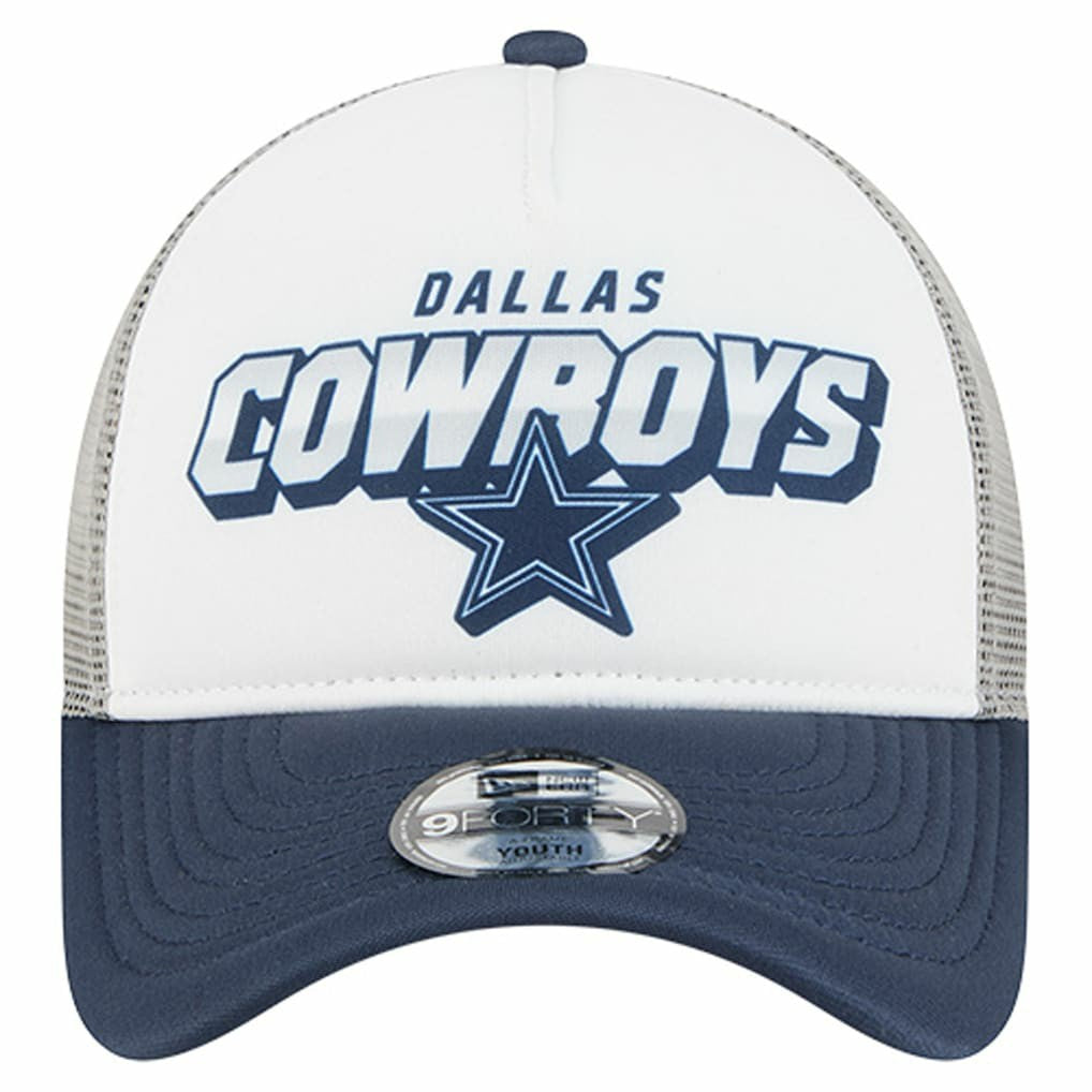 Dallas Cowboys New Era Youth Streak 9FORTY A-Frame Adjustable Hat White/Navy | NFL