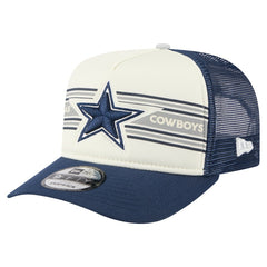 Dallas Cowboys New Era Youth Banner A-Frame 9FIFTY Trucker Snapback Hat Cream/Navy | NFL