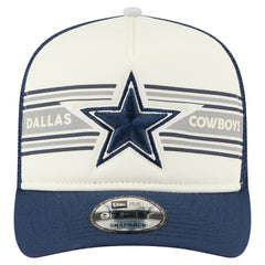 Dallas Cowboys New Era Youth Banner A-Frame 9FIFTY Trucker Snapback Hat Cream/Navy | NFL