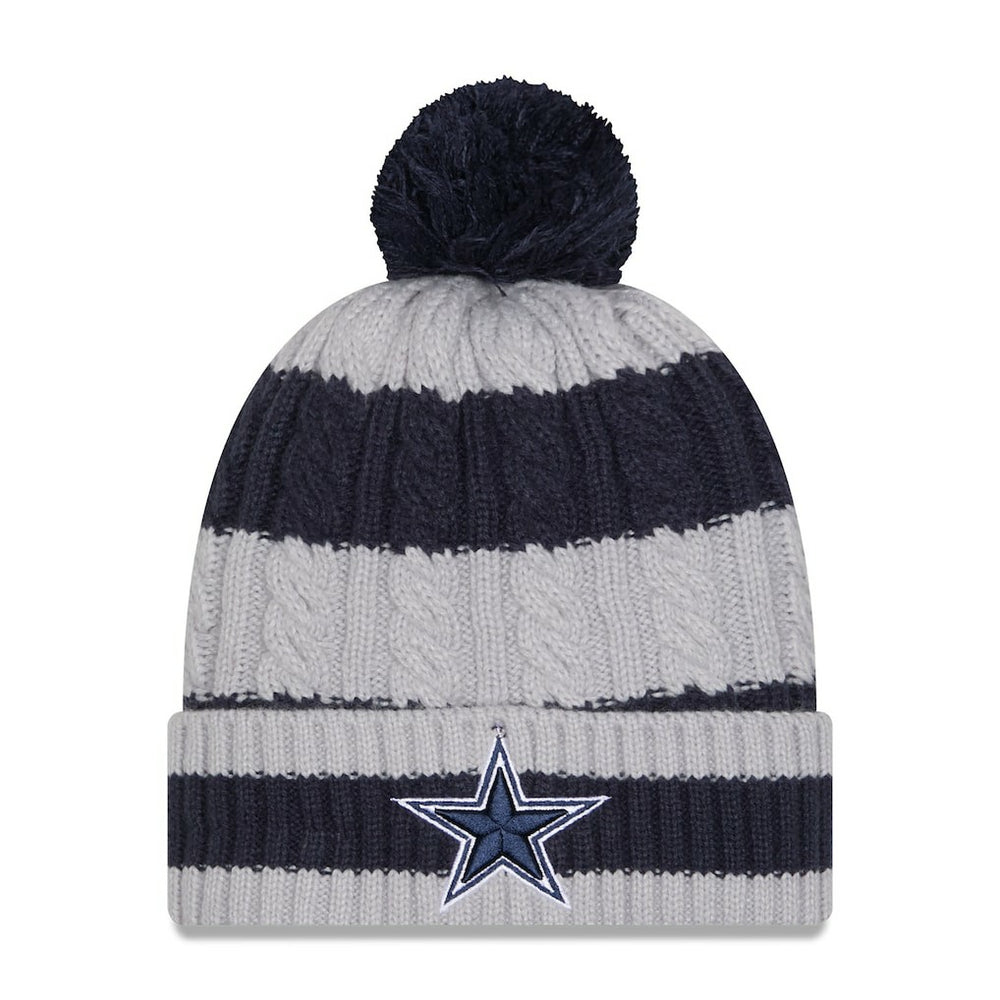 Dallas Cowboys New Era Women's Braided Cuffed Knit Hat with Pom Navy | NFL