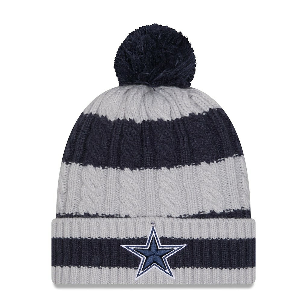 Dallas Cowboys New Era Women's Braided Cuffed Knit Hat with Pom Navy | NFL