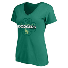 Los Angeles Dodgers Profile Women's Plus Size Celtic V-Neck T-Shirt - MLB
