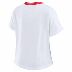 Kansas City Chiefs WEAR by Erin Andrews Women's Cropped Center Stripe Dolman T-Shirt White | NFL