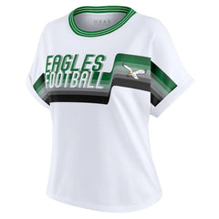 Philadelphia Eagles WEAR by Erin Andrews Women's Cropped Center Stripe Dolman T-Shirt White | NFL
