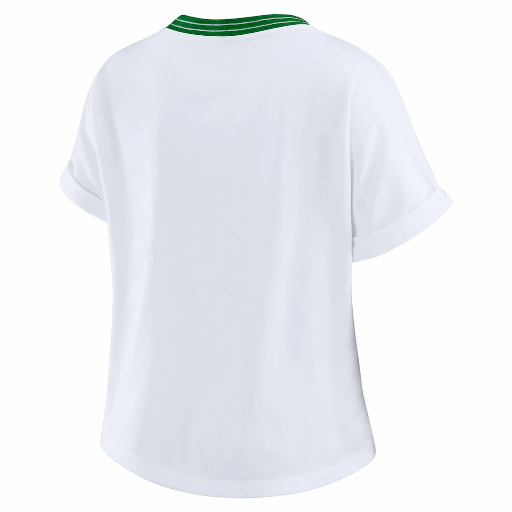 Philadelphia Eagles WEAR by Erin Andrews Women's Cropped Center Stripe Dolman T-Shirt White | NFL