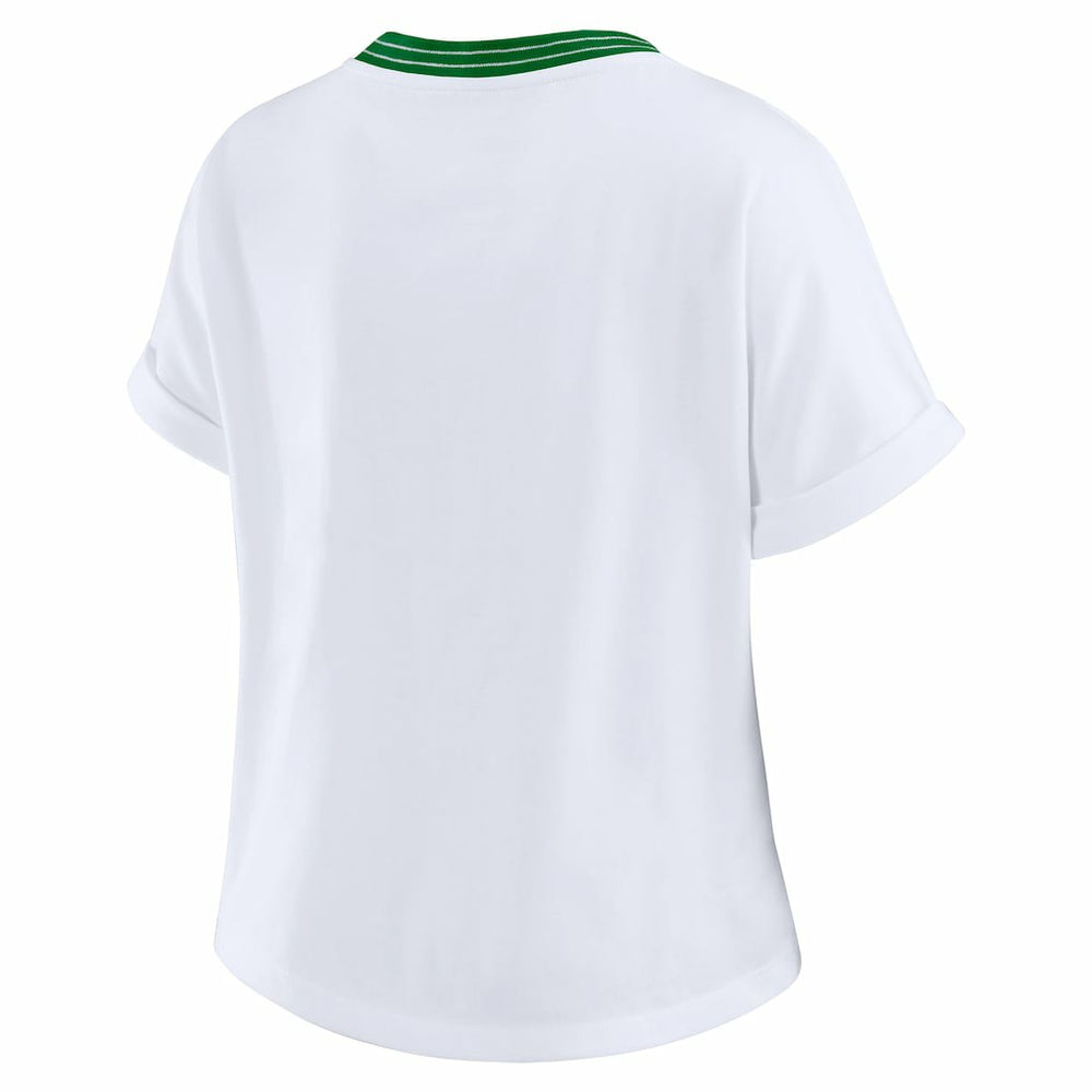 Philadelphia Eagles WEAR by Erin Andrews Women's Cropped Center Stripe Dolman T-Shirt White | NFL