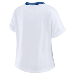 Seattle Seahawks WEAR by Erin Andrews Women's Cropped Center Stripe Dolman T-Shirt White | NFL