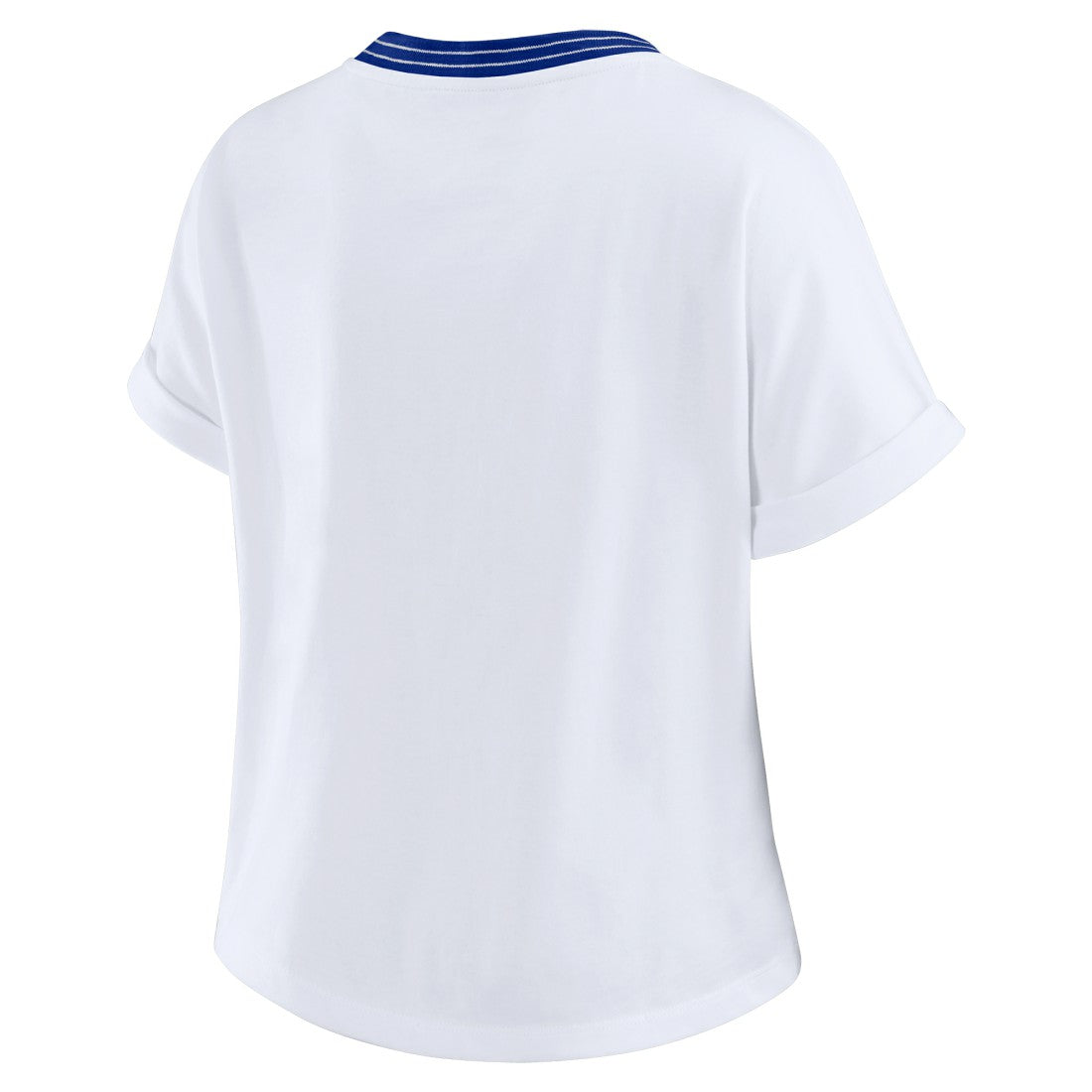 Denver Broncos WEAR by Erin Andrews Women's Cropped Center Stripe Dolman T-Shirt White | NFL
