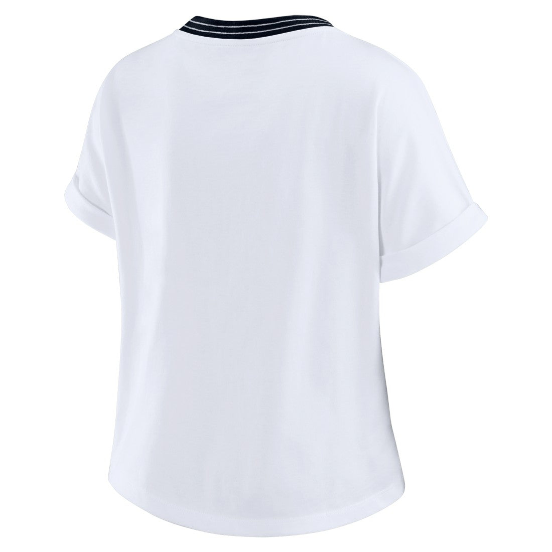Houston Texans WEAR by Erin Andrews Women's Cropped Center Stripe Dolman T-Shirt White | NFL