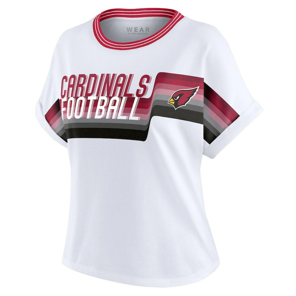 Arizona Cardinals WEAR by Erin Andrews Women's Cropped Center Stripe Dolman T-Shirt White | NFL