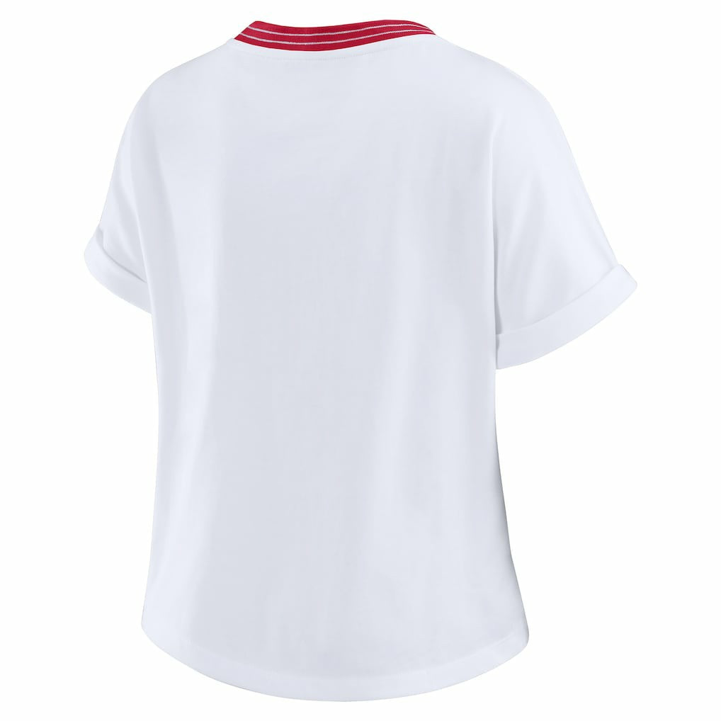Arizona Cardinals WEAR by Erin Andrews Women's Cropped Center Stripe Dolman T-Shirt White | NFL