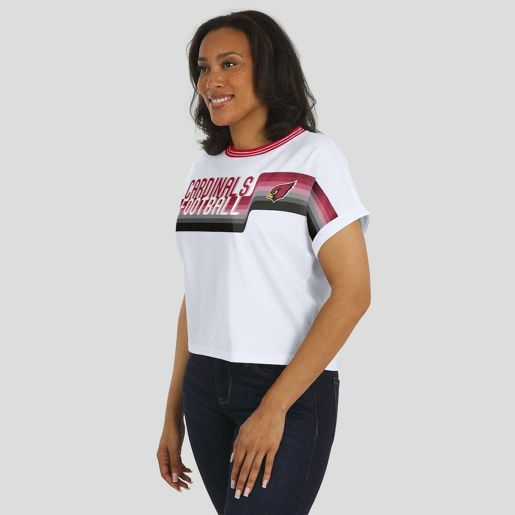 Arizona Cardinals WEAR by Erin Andrews Women's Cropped Center Stripe Dolman T-Shirt White | NFL
