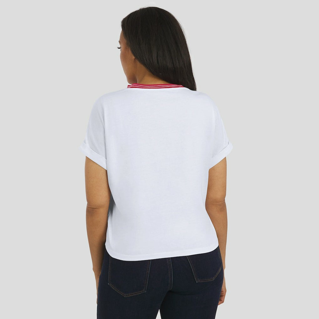 Arizona Cardinals WEAR by Erin Andrews Women's Cropped Center Stripe Dolman T-Shirt White | NFL