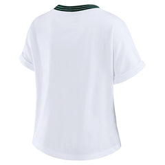 Green Bay Packers WEAR by Erin Andrews Women's Cropped Center Stripe Dolman T-Shirt White | NFL