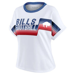 Buffalo Bills WEAR by Erin Andrews Women's Cropped Center Stripe Dolman T-Shirt White | NFL