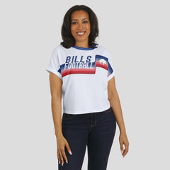 Buffalo Bills WEAR by Erin Andrews Women's Cropped Center Stripe Dolman T-Shirt White | NFL