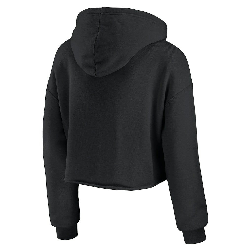 Atlanta Falcons WEAR by Erin Andrews Women's Domestic Cropped Pullover Hoodie Black | NFL