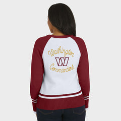 Washington Commanders WEAR by Erin Andrews Women's Colorblock Raglan Sweater White/Burgundy | NFL