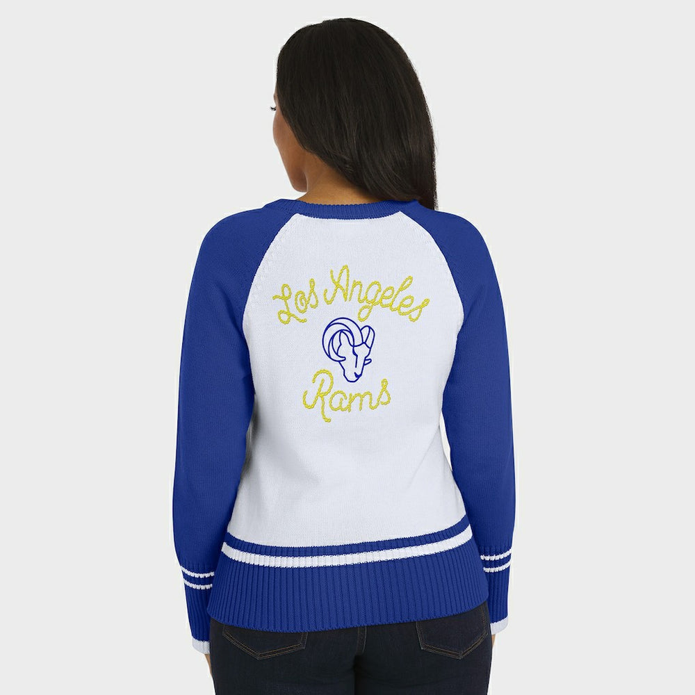 Los Angeles Rams WEAR by Erin Andrews Women's Colorblock Raglan Sweater White/Royal | NFL