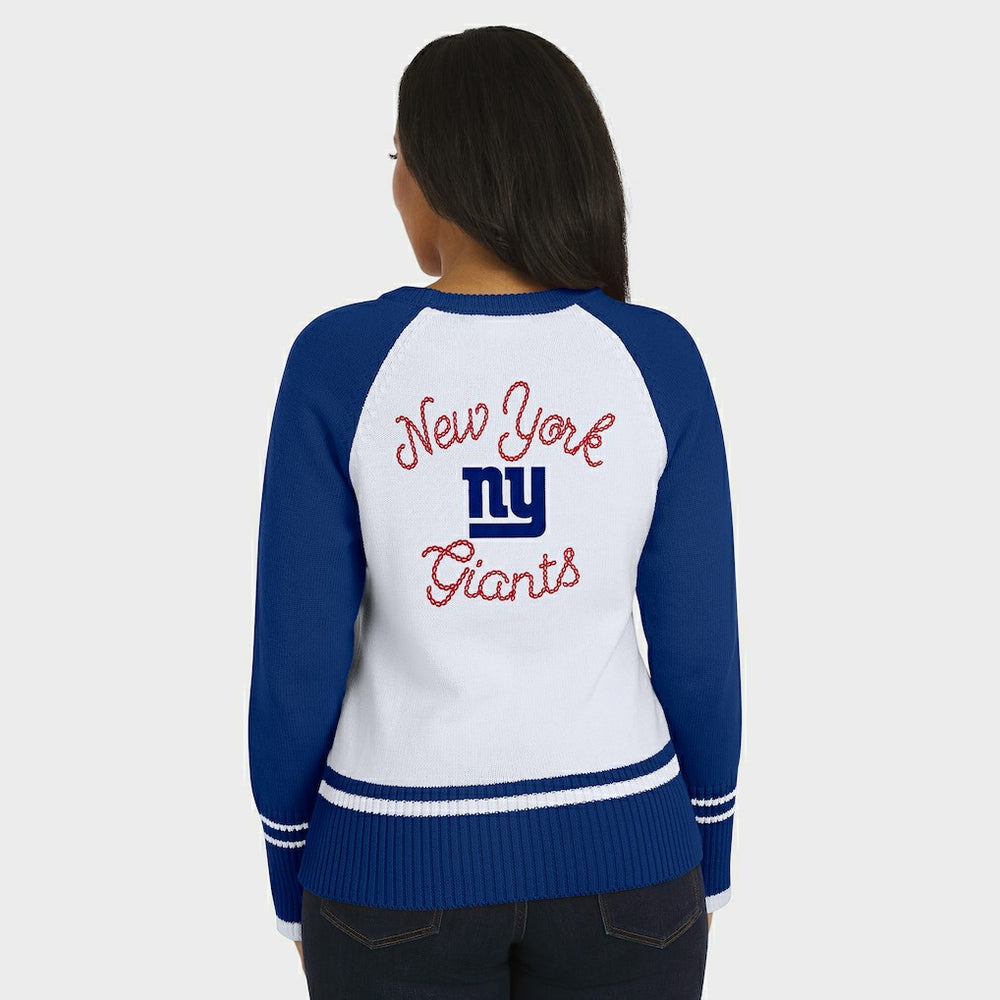New York Giants WEAR by Erin Andrews Women's Colorblock Raglan Sweater White/Royal | NFL