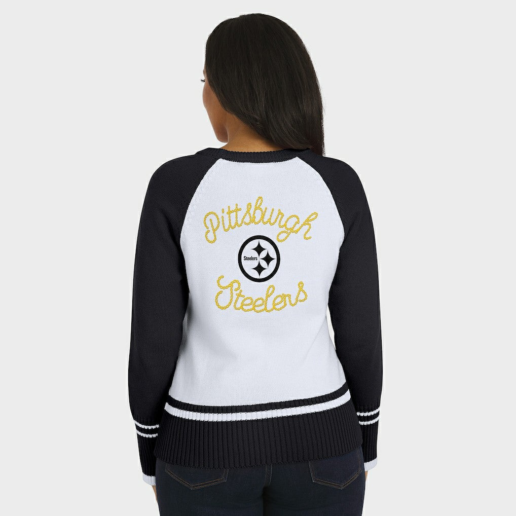 Pittsburgh Steelers WEAR by Erin Andrews Women's Colorblock Raglan Sweater White/Black | NFL
