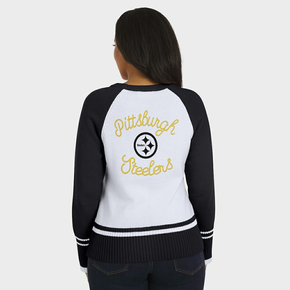 Pittsburgh Steelers WEAR by Erin Andrews Women's Colorblock Raglan Sweater White/Black | NFL