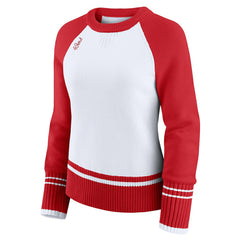 San Francisco 49ers WEAR by Erin Andrews Women's Colorblock Raglan Sweater White/Scarlet | NFL