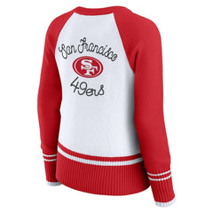 San Francisco 49ers WEAR by Erin Andrews Women's Colorblock Raglan Sweater White/Scarlet | NFL