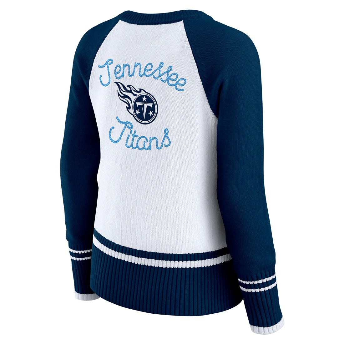 Tennessee Titans WEAR by Erin Andrews Women's Colorblock Raglan Sweater White/Navy | NFL