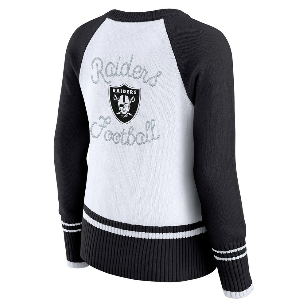Las Vegas Raiders WEAR by Erin Andrews Women's Colorblock Raglan Sweater White/Black | NFL