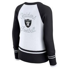 Las Vegas Raiders WEAR by Erin Andrews Women's Colorblock Raglan Sweater White/Black | NFL